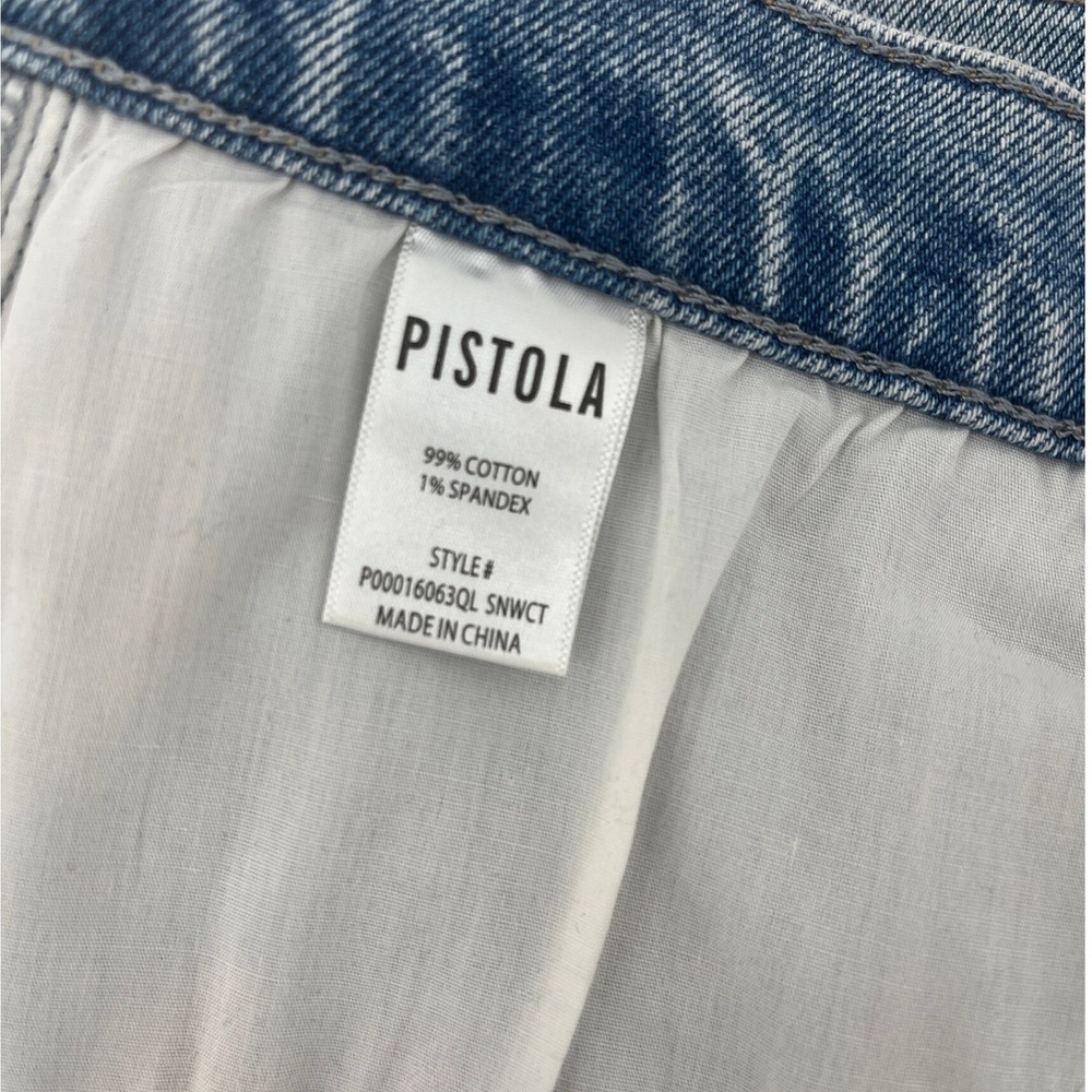 Pistola Lana Crop Wide Leg Jeans in Snowcat Raw Hem Cuffed Blue Denim Size 31 - Picture 11 of 12